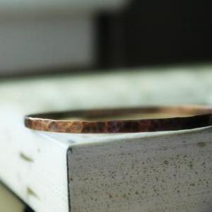 Hammered Copper Wide Bangle Bracelet - Rustic..